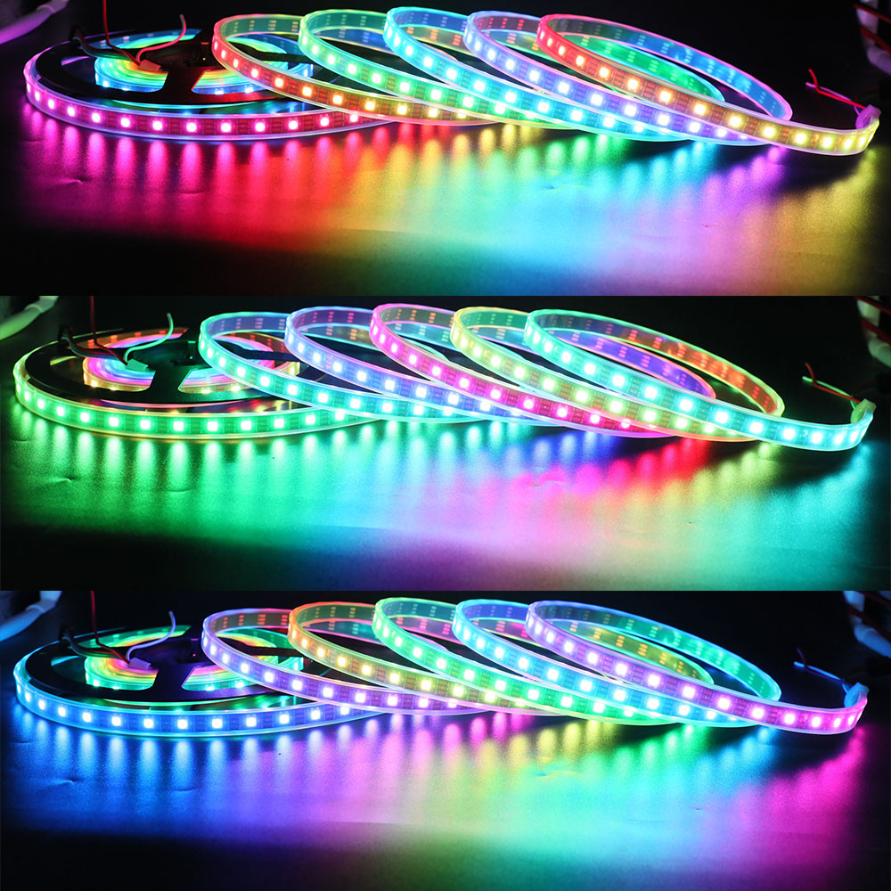 WS2812B DC5V Series Flexible LED Strip Lights, Programmable Pixel Full Color Chasing, Outdoor Waterproof Optional, 60LEDs/m 1.64-16.4ft Per Reel By Sale